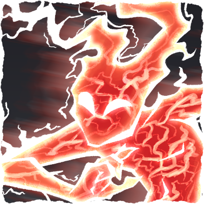 Experimental: A commission for Haley Duke of her Monster of the Week NPC Splicer, a red electric elemental.
